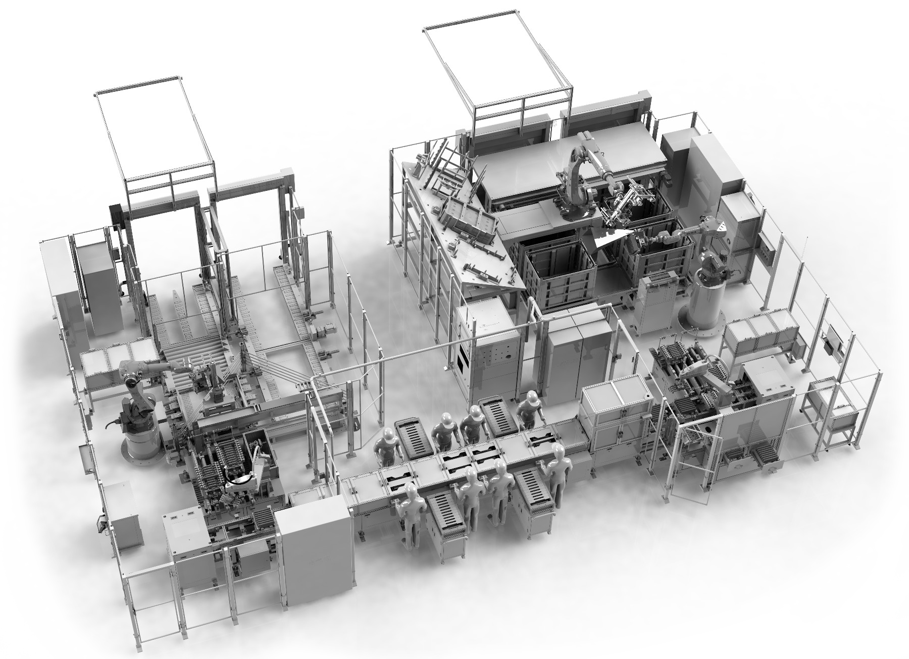 Automationsanalage für Batterie umverpacken